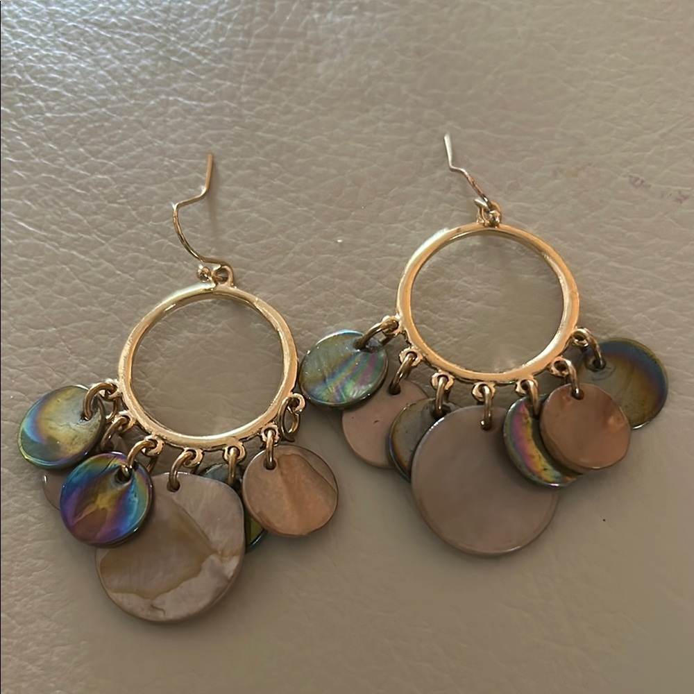 Elegant Gold and Iridescent Dangle Earrings